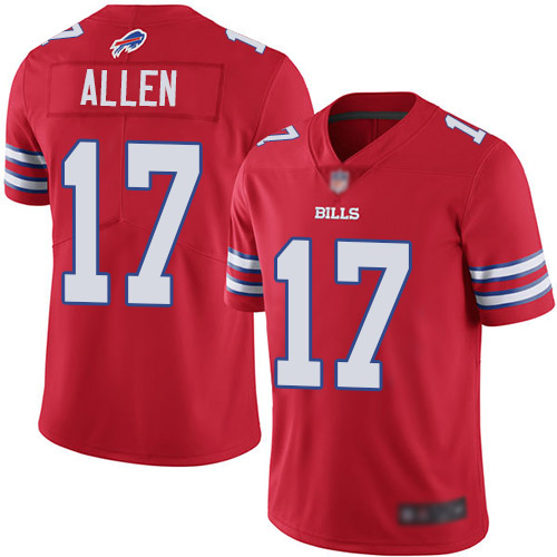 Men Buffalo Bills #17 Josh Allen Limited Red Rush Vapor Untouchable NFL Jersey